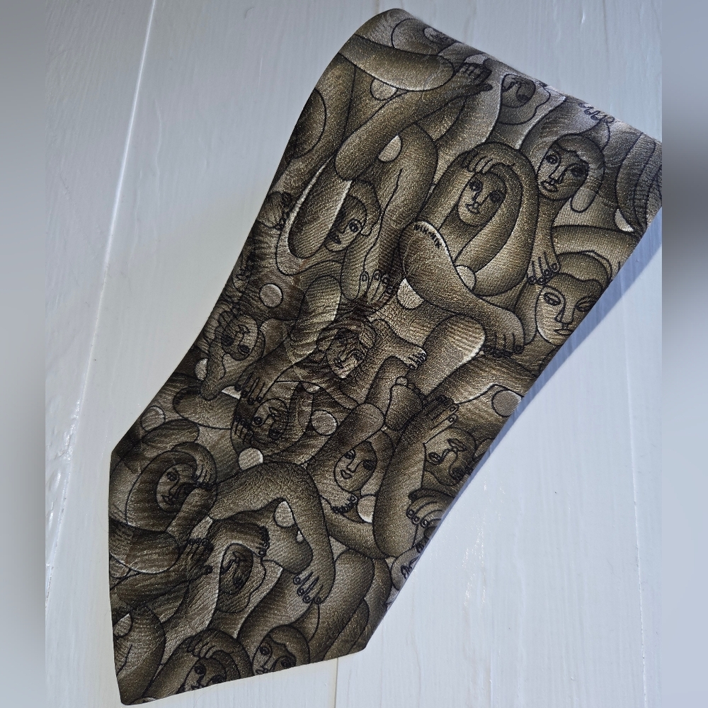 Nik-Nik Artistic Green Patterned Silk Tie